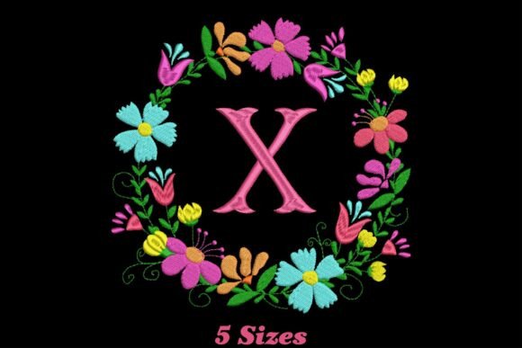 The Flower Alphabet Letter X Embroidery Design for Boutique Apparel